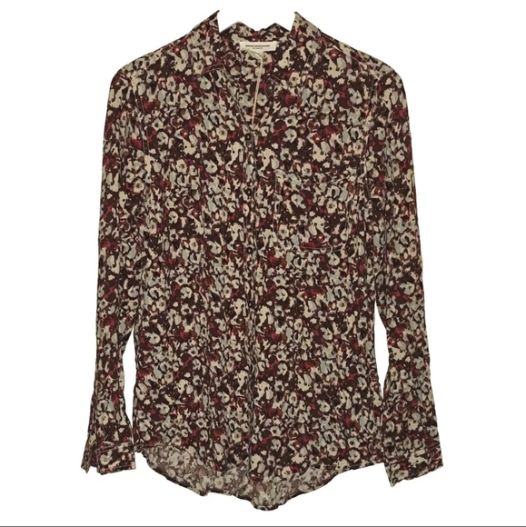 BeachLunchLounge Size S Red White Floral Print Button Down Shirt NWT ECO B38#4 - Picture 3 of 14